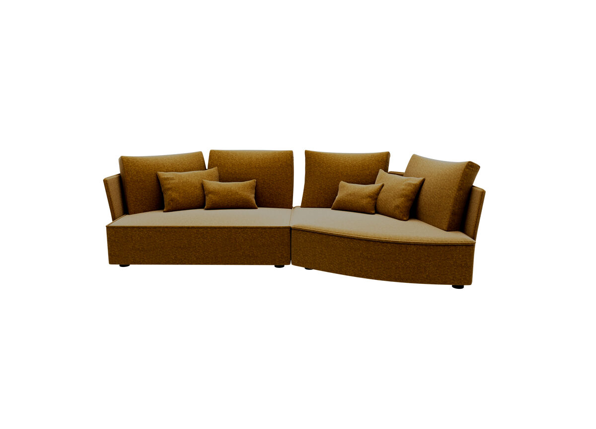 Chaise longue lugano direita 4 lugares tecido 1 cor mostarda