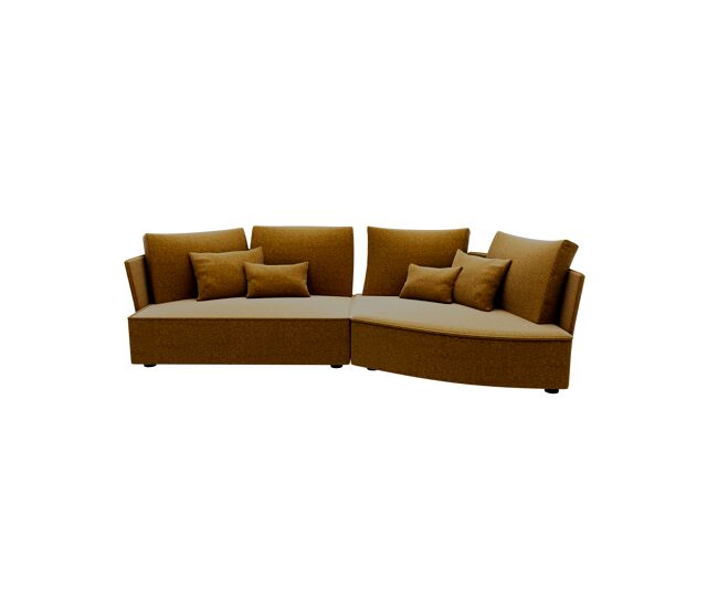 Chaise longue lugano direita 4 lugares tecido 1 cor mostarda