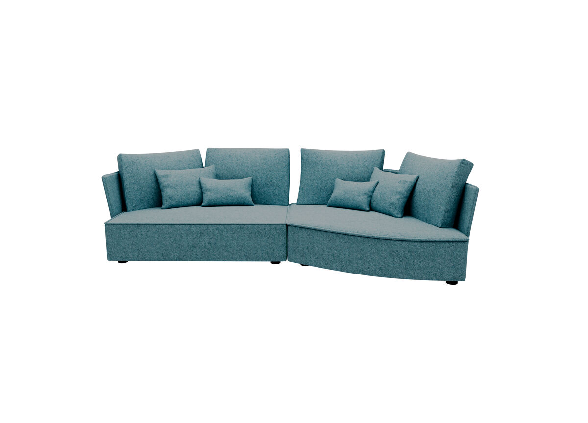 Chaise longue lugano direita 4 lugares tecido 1 cor azul claro
