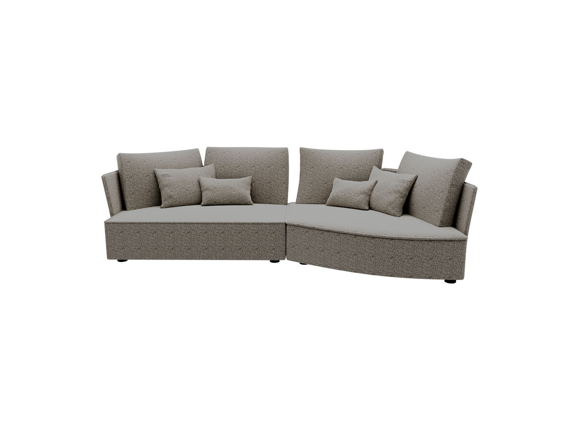 Chaise longue lugano direita 4 lugares tecido 2 cor castanho