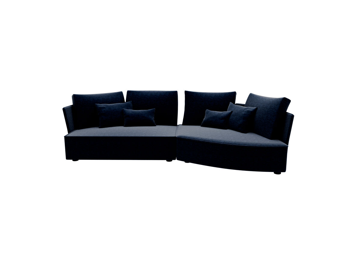 Chaise longue lugano direita 4 lugares tecido 2 cor azul