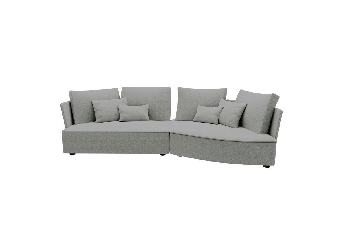 Chaise longue lugano direita 4 lugares tecido 2 cor cinza claro