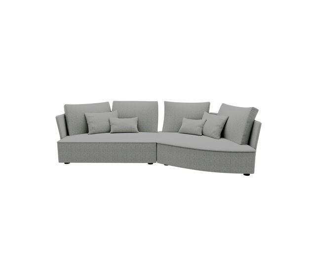 Chaise longue lugano direita 4 lugares tecido 2 cor cinza claro