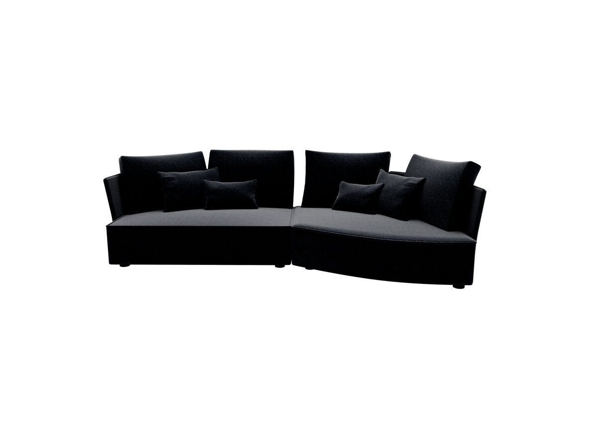 Chaise longue lugano direita 4 lugares tecido 2 cor noir