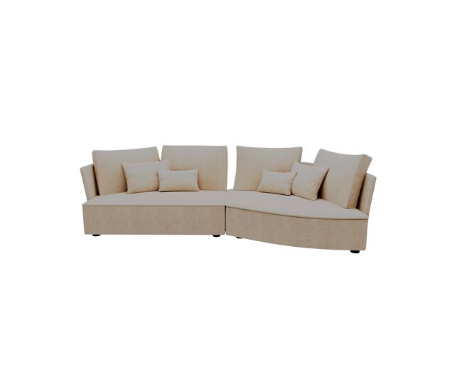 Chaise longue lugano direita 4 lugares tecido 3 cor bege