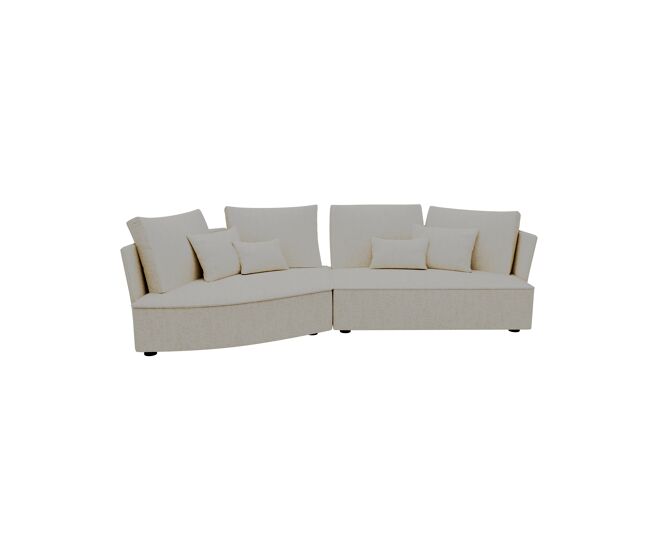Chaise longue lugano esquerda 4 lugares tecido 1 cor bege