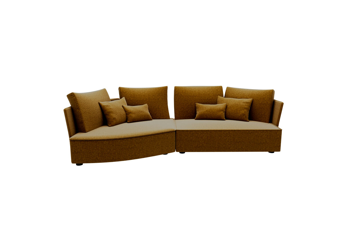Chaise longue lugano esquerda 4 lugares tecido 1 cor mostarda