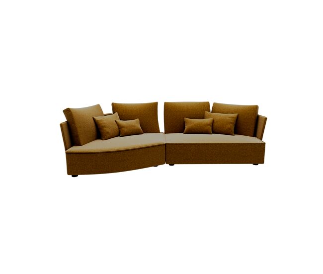 Chaise longue lugano esquerda 4 lugares tecido 1 cor mostarda