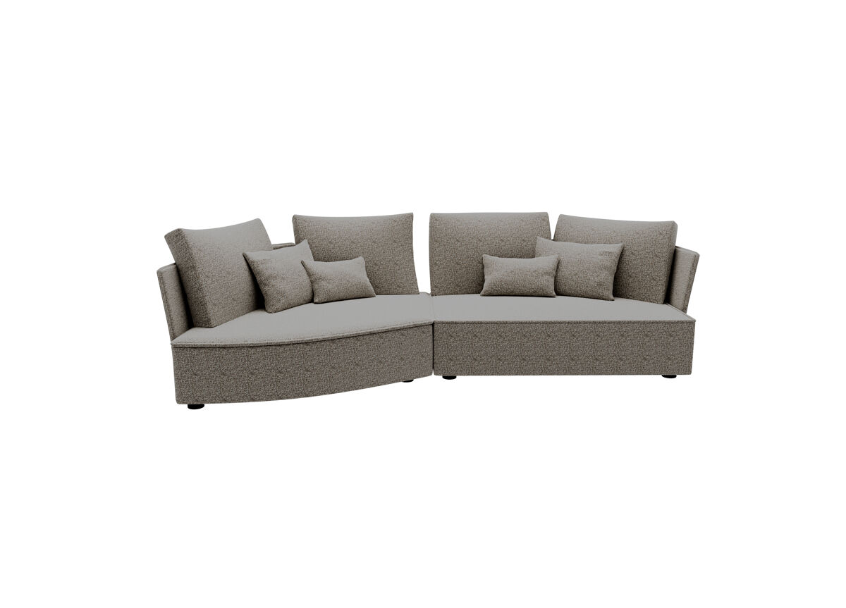 Chaise longue lugano esquerda 4 lugares tecido 2 cor castanho