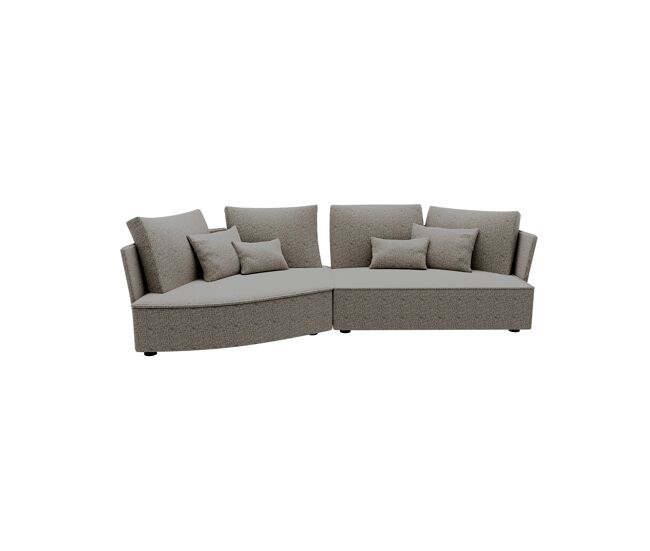 Chaise longue lugano esquerda 4 lugares tecido 2 cor castanho