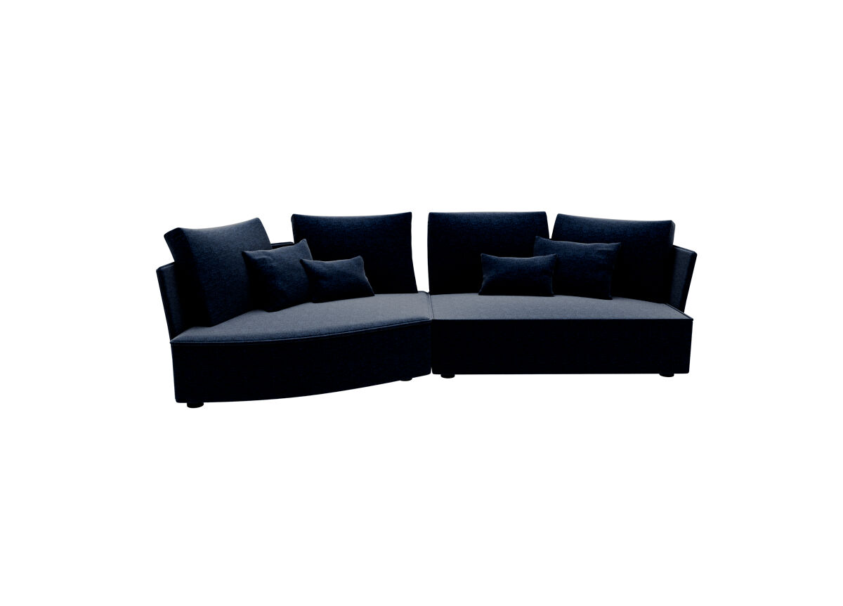 Chaise longue lugano esquerda 4 lugares tecido 2 cor azul