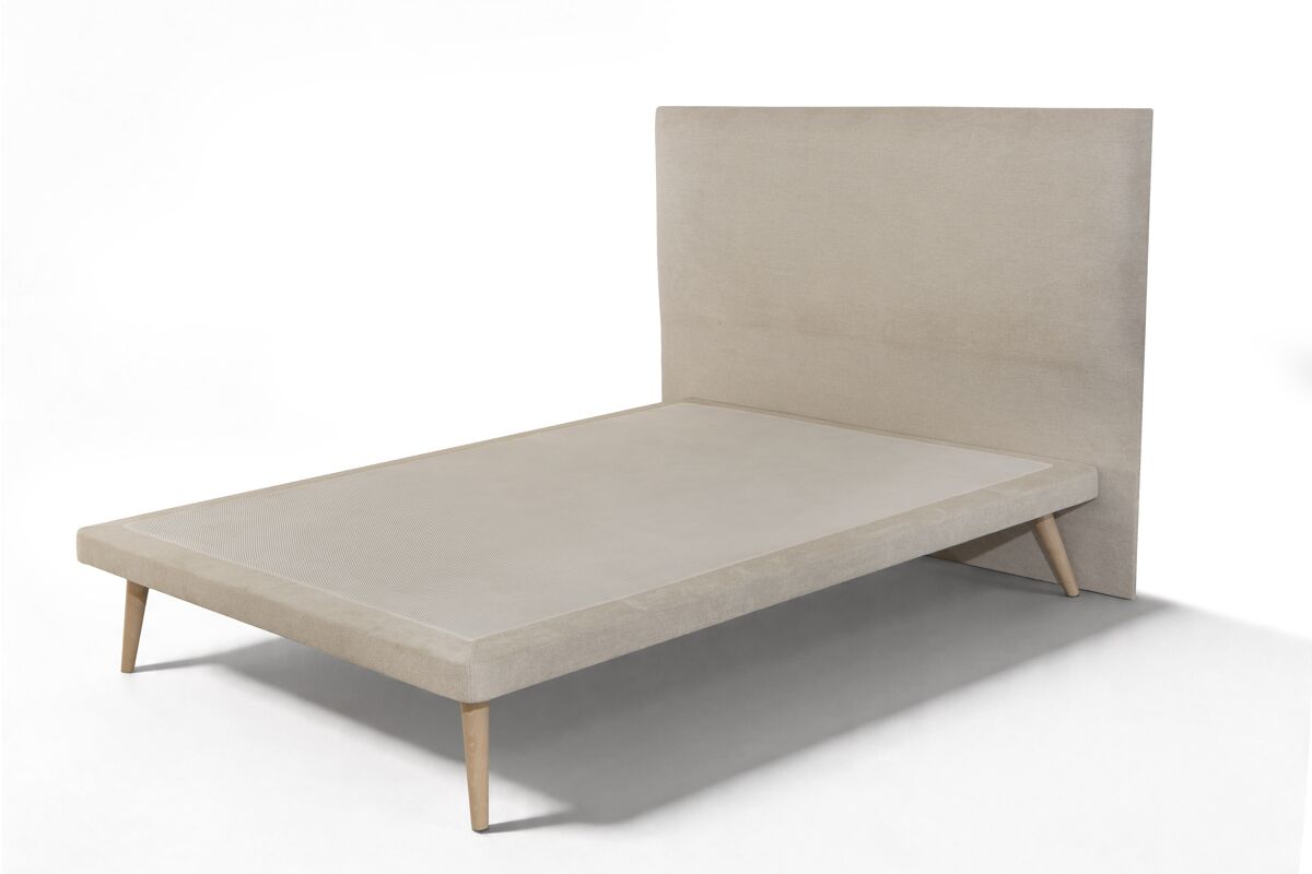 Cama palace fixa 140x190cm tecido cor bege
