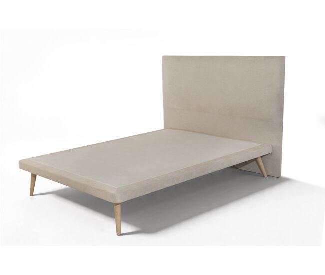 Cama palace fixa 140x190cm tecido cor bege