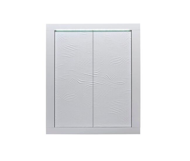 Aparador alto dune 2 portas com led blanc brilhante