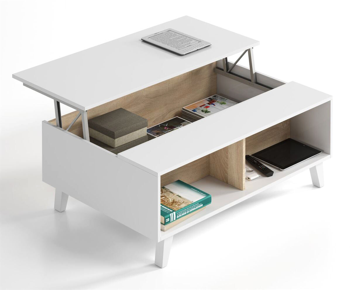 Mesa de centro LINE branco brilhante