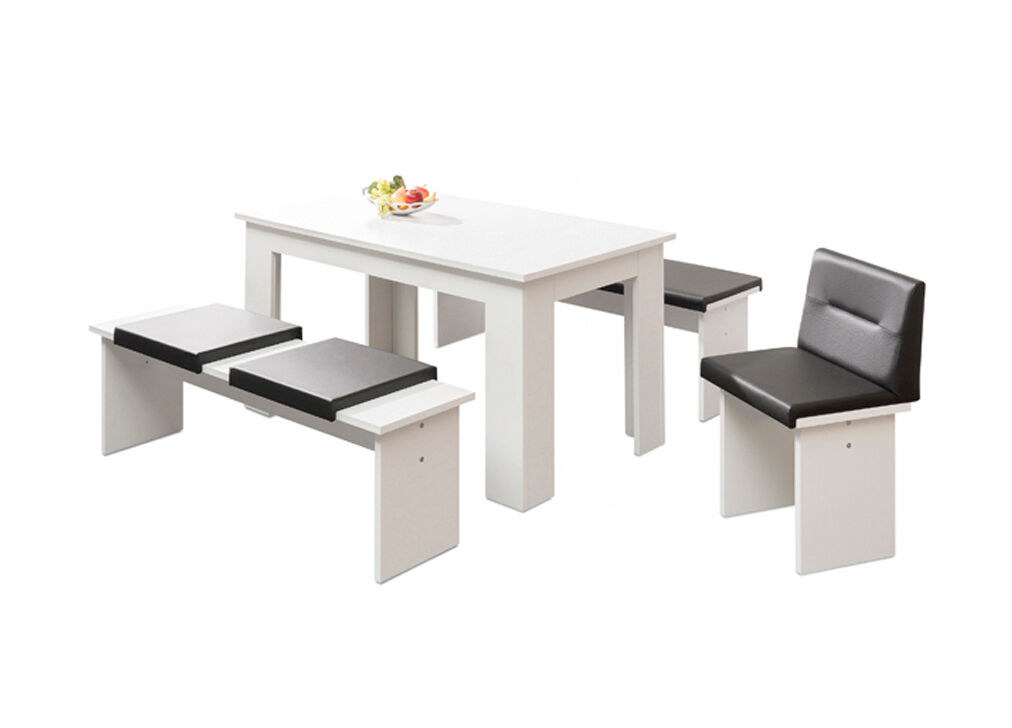 Conjunto mesa e 2 bancos de cozinha CITY branco