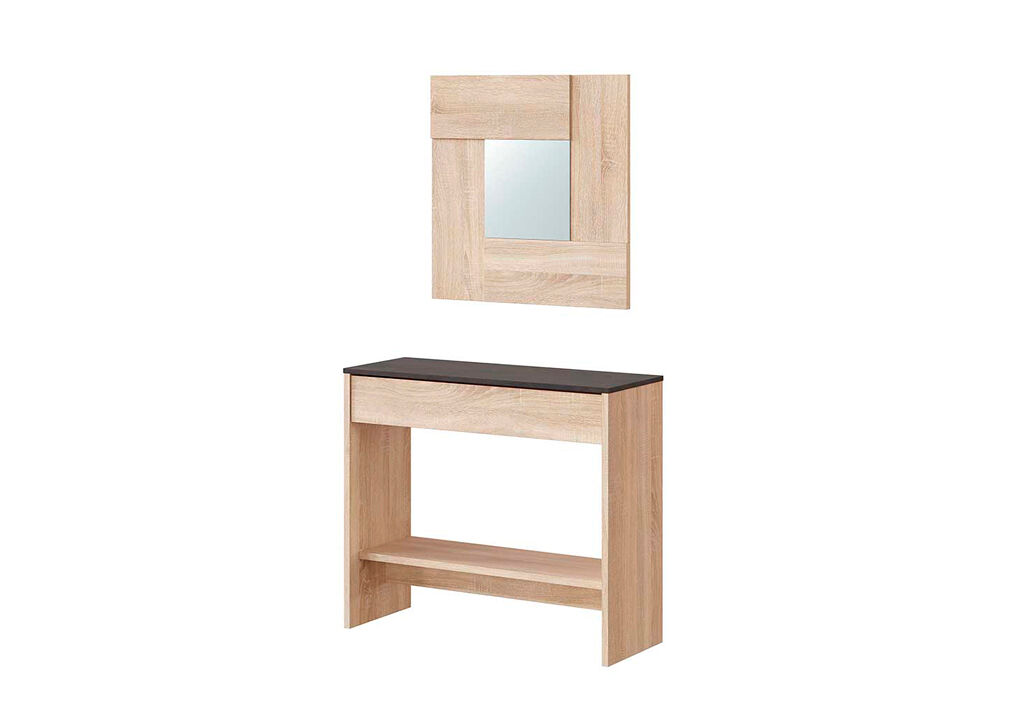 Móvel de entrada com espelho OXY cor carvalho