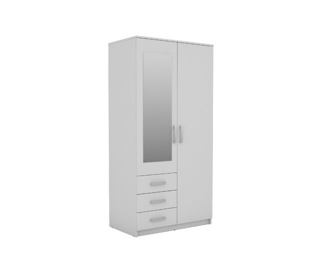 Roupeiro duna 2 portas batentes com espelho 100x200cm branco - conforama