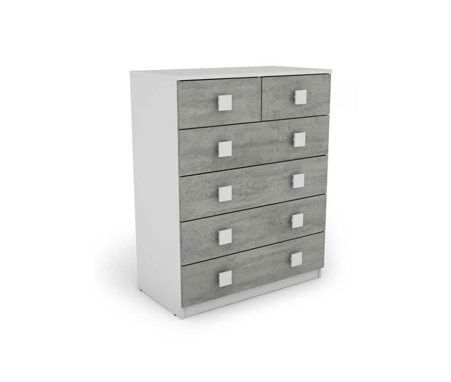 Cômoda auxiliar com 6 gavetas seattle branco e cinza - conforama