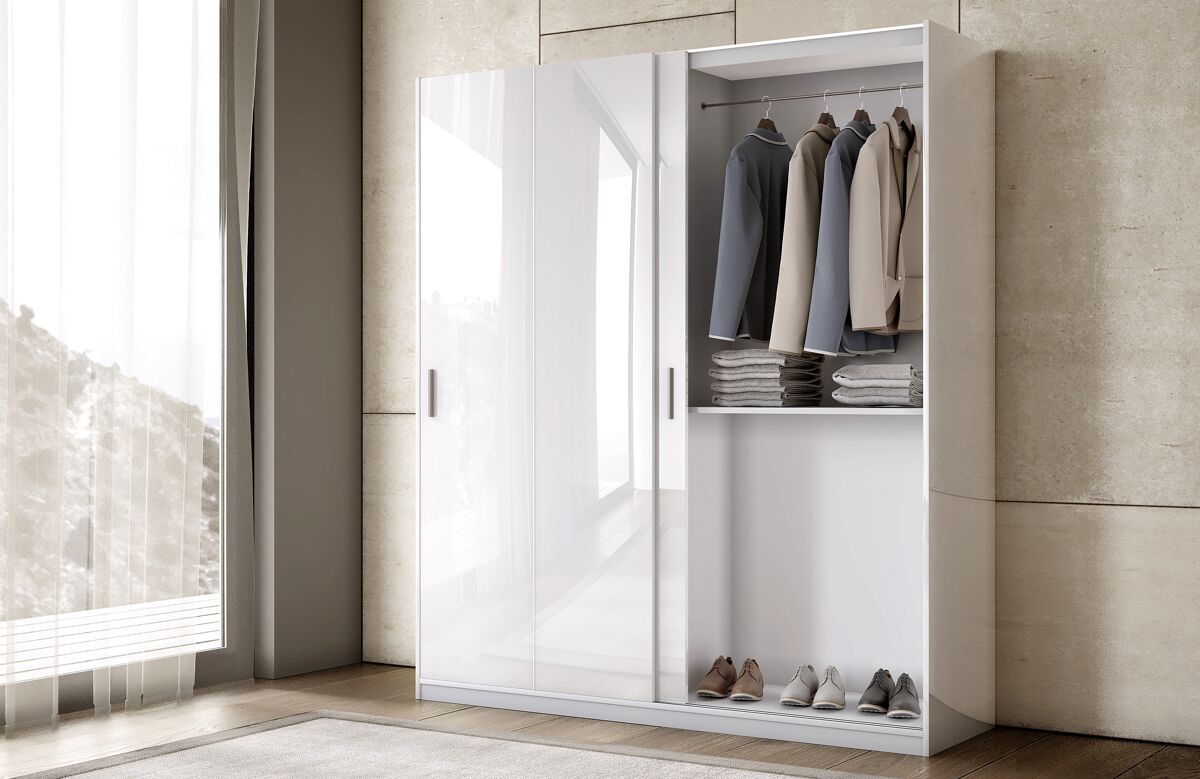 Roupeiro ATENZA portas deslizantes 200x238cm branco