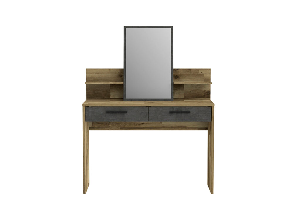 Toucador 2 gavetas com espelho e puxadores metálicos RICCIANO