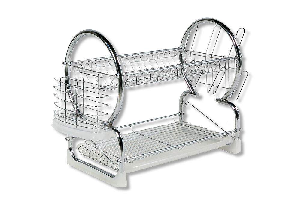 Escorredor de pratos de 2 níveis cromado