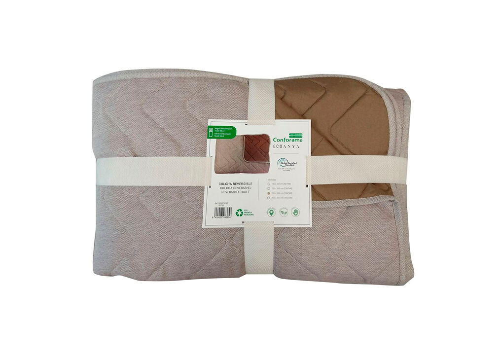 Colcha reversível SIONE cor areia para cama desde 150cm a 160cm