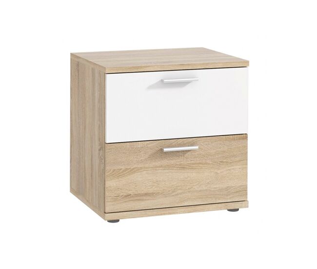Mesa de cabeceira 2 gavetas skive blanc e madeira - conforama