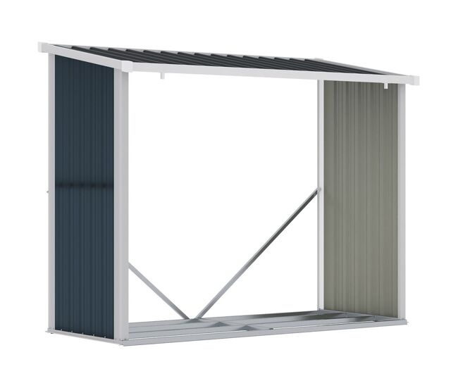 Outsunny abrigo para lenha de aço galvanizado abrigo de armazenamento de lenhas com teto inclinado para jardim terraço exterior 185x84x133,5/148,5