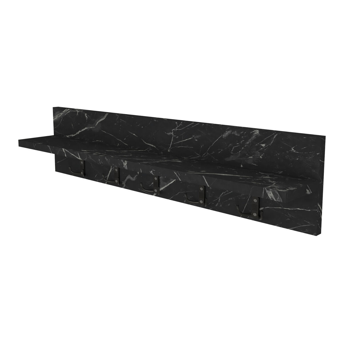 Bengaleiro de parede hammarö aglomerado/plástico 80 x 13 x 18 cm mármore preto [en.casa]