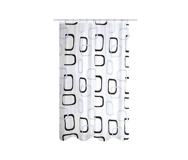 Cortina de banho de antibactérias + msv antimimatehohs de poliéster blanc 180 x 200 cm
