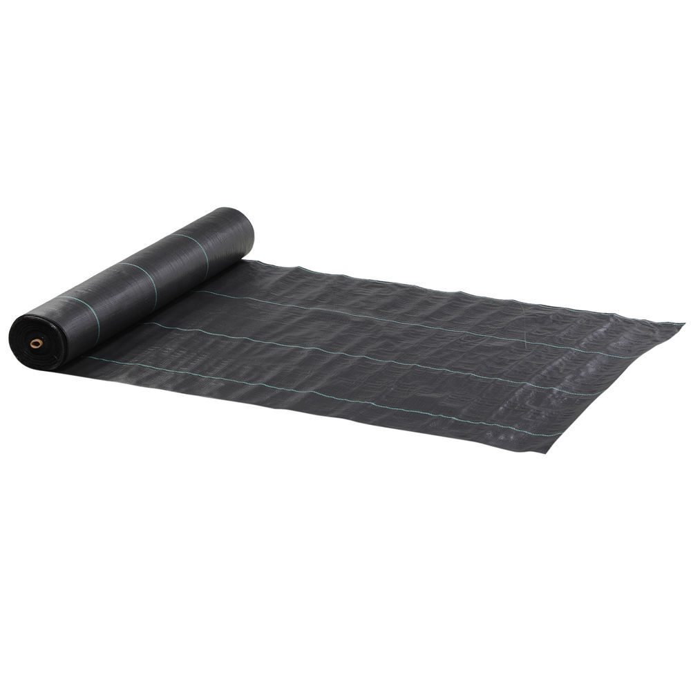 Outsunny rolo de malha anti-ervas 2x50 m malha geotêxtil 130 g/m² para controlo de ervas daninhas de jardim malha anti-ervas preta