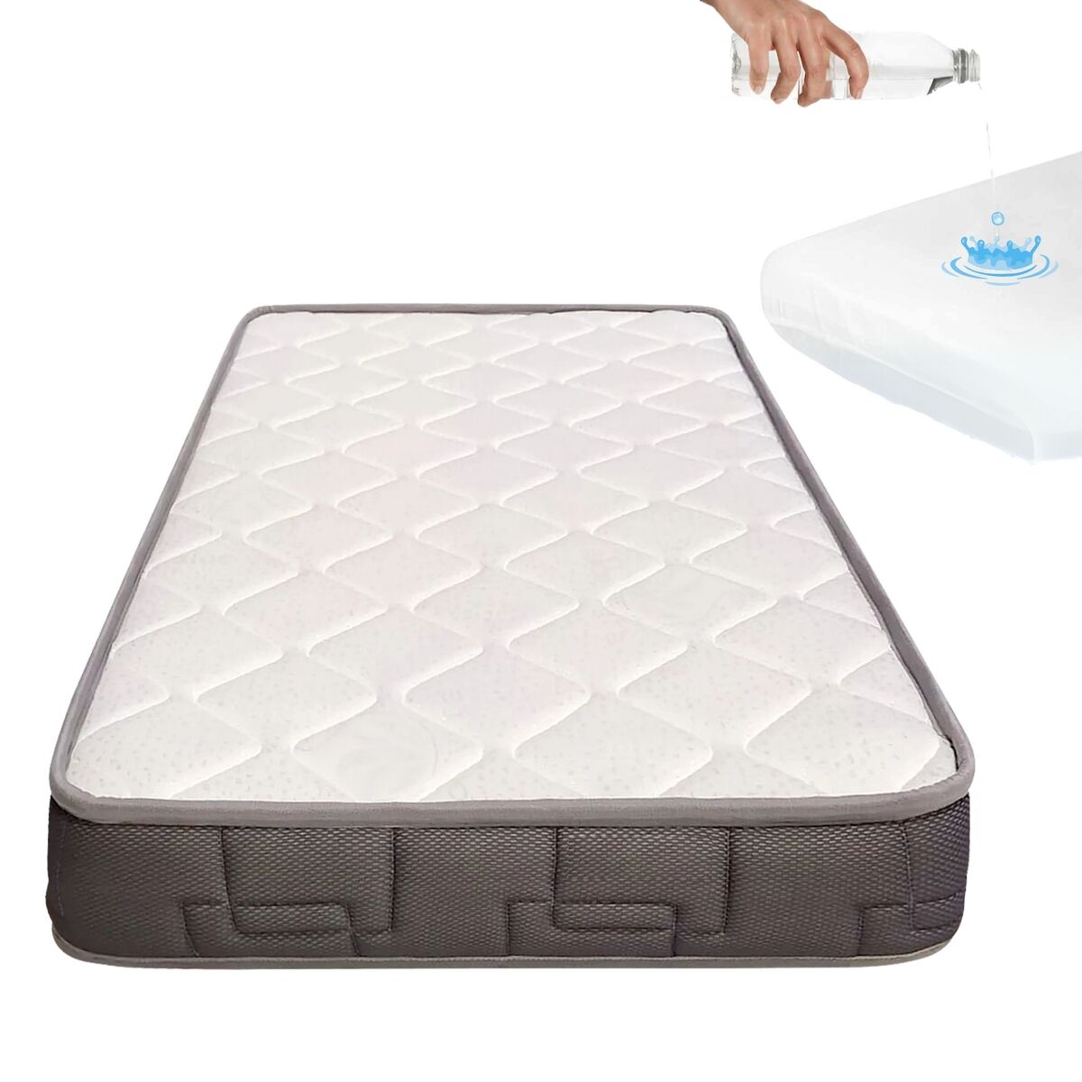 Colchão de bebé morfeo hr para minicots 80x50 + protetor de colchão hipoalergénico, antibacteriano e antiácaros 100% algodão impermeável