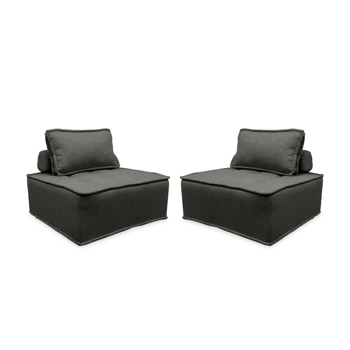 Sofá modular em tecido estofado de 2 lugares, dao, gris, 90x90x40 cm