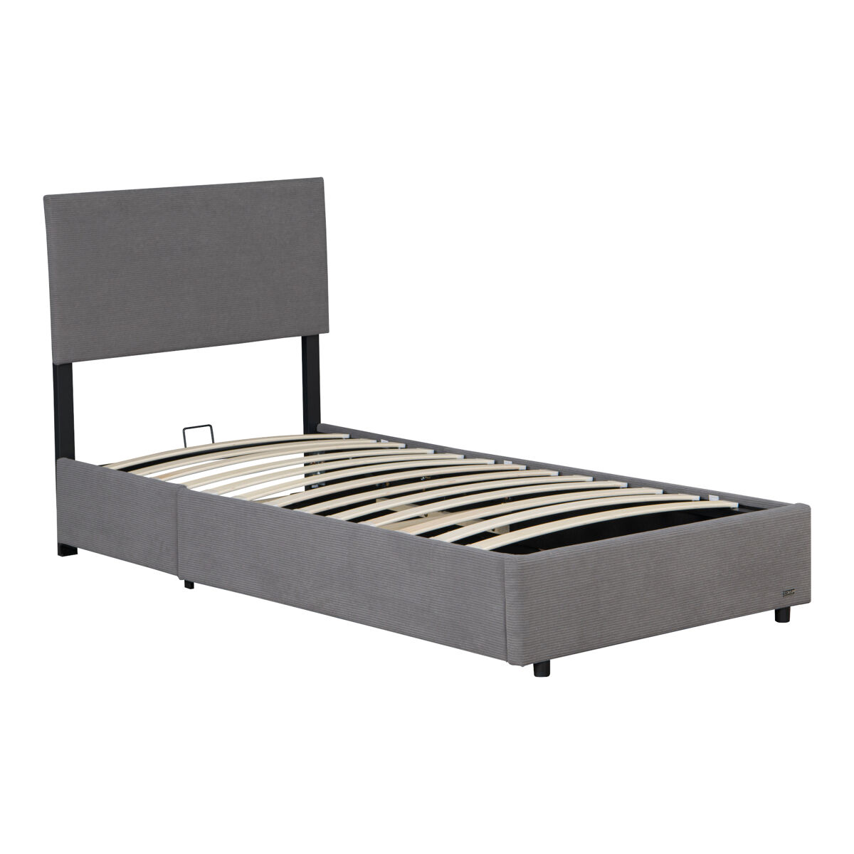 Cama estofada juva cord com estrutura de ripas 90x200 cm - cinzento corium