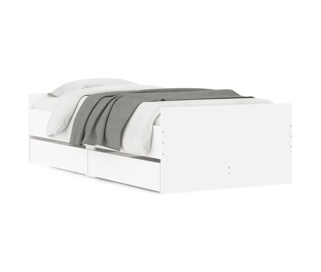 Estrutura de cama de solteiro para adultos com gavetas 90x190 cm branco