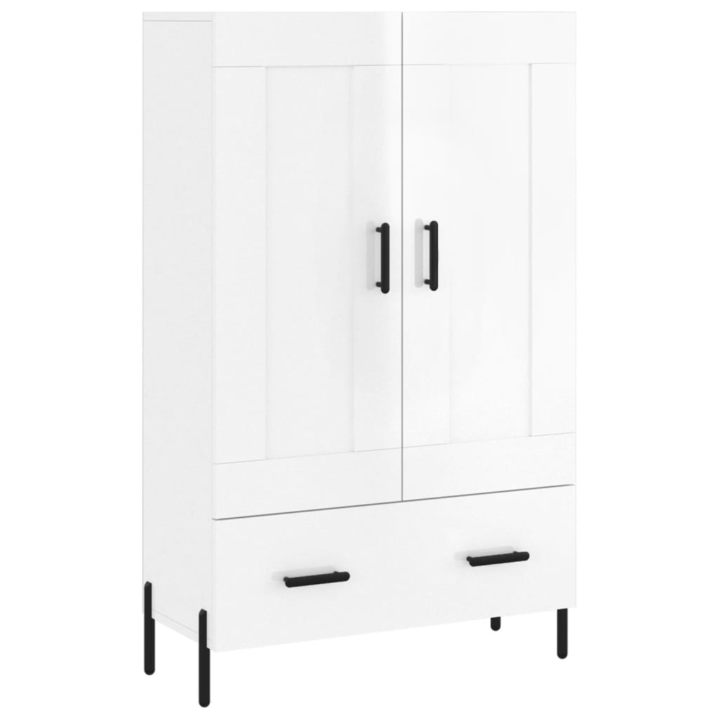 Armário alto - bufete - móvel de apoio 69,5x31x115 cm derivados madeira branco brilhante pt1245