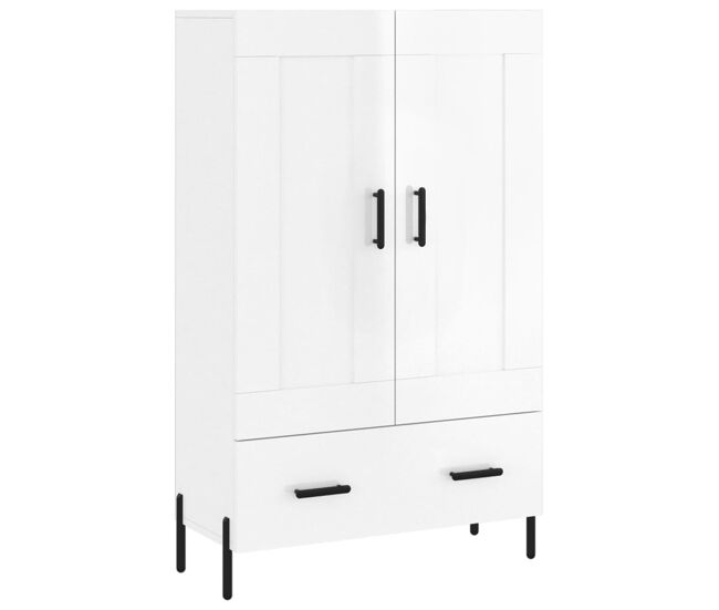 Armário alto - bufete - móvel de apoio 69,5x31x115 cm derivados madeira branco brilhante pt1245