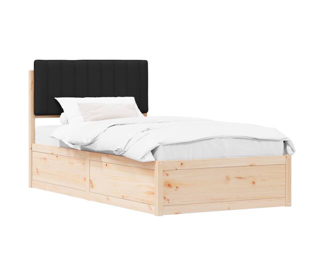 Estrutura de cama de solteiro para adultos com cabeceira - estofada preto 100 x 200 cm