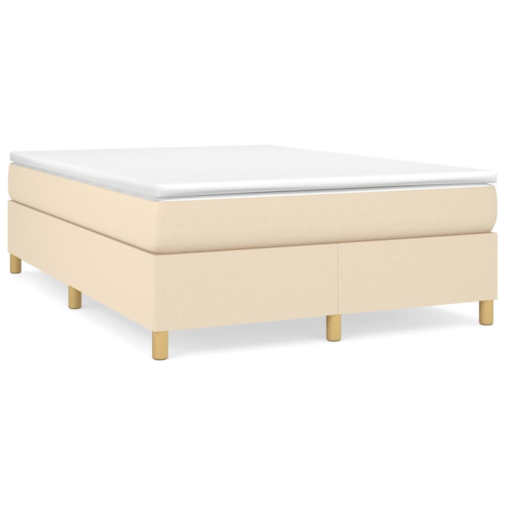 Estrutura de cama de casal moderno com molas 140x190 cm tecido cor creme