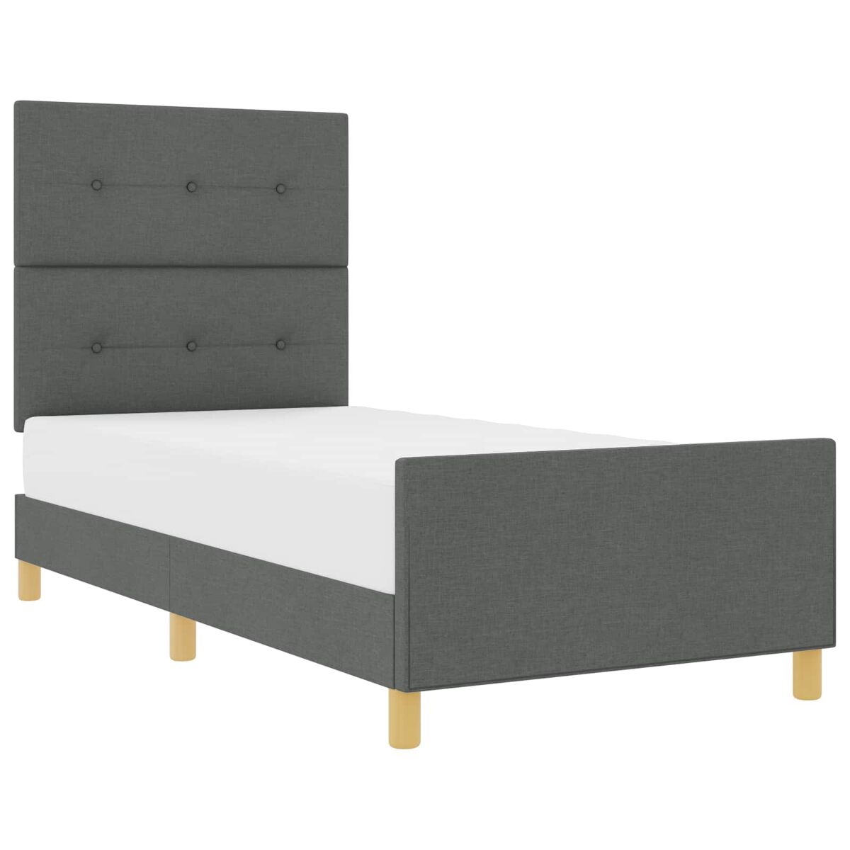 Estrutura de cama de solteiro para adultos cinzento escuro 80 x 200 cm tecido
