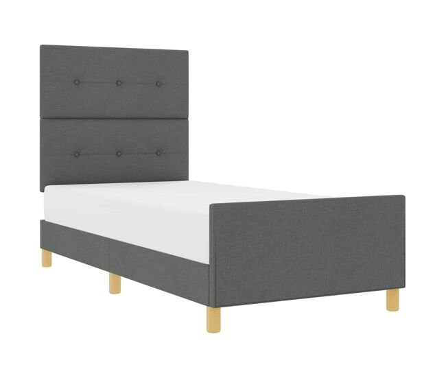 Estrutura de cama de solteiro para adultos cinzento escuro 80 x 200 cm tecido