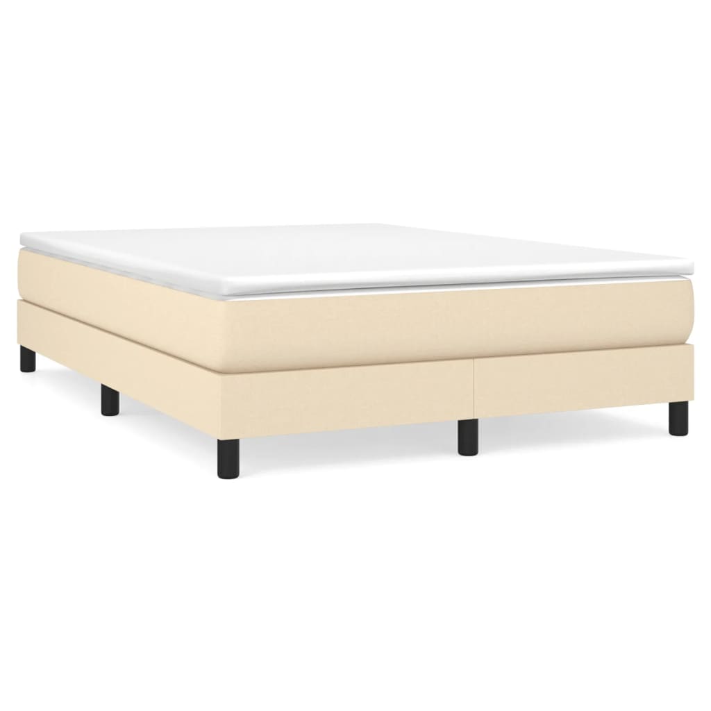 Estrutura de cama de casal moderno com molas 140x190 cm tecido cor creme