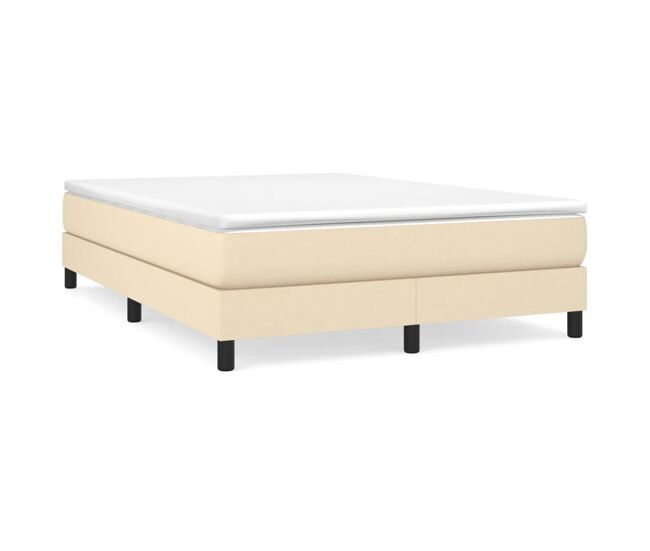 Estrutura de cama de casal moderno com molas 140x190 cm tecido cor creme