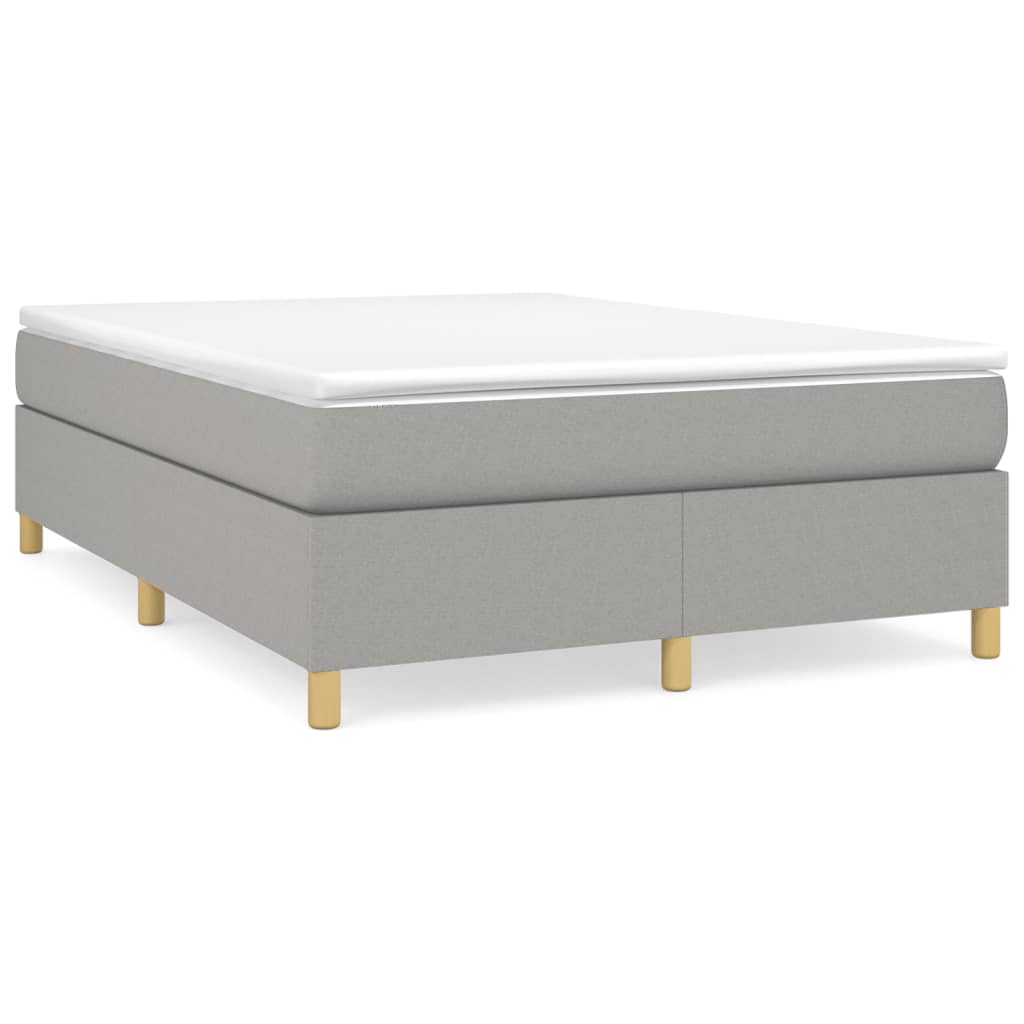 Estrutura de cama de casal moderno com molas 140x190 cm tecido cinzento-claro