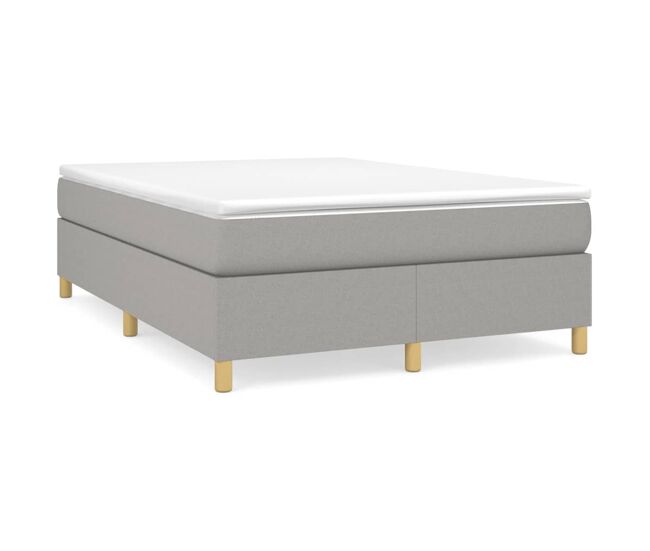 Estrutura de cama de casal moderno com molas 140x190 cm tecido cinzento-claro