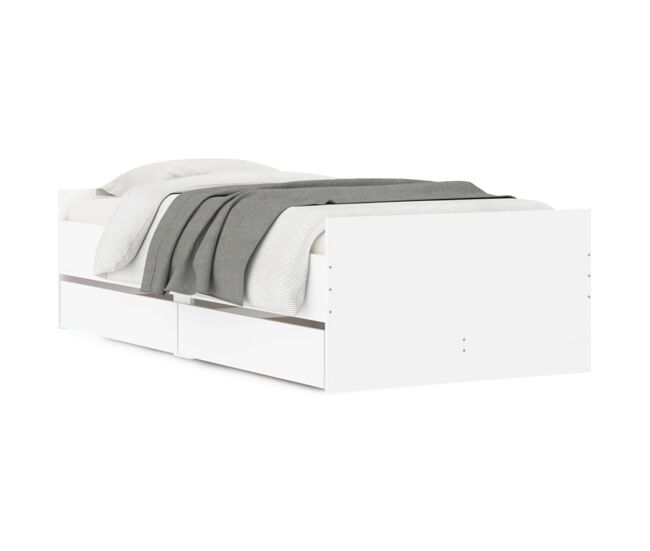 Estrutura de cama de solteiro para adultos com gavetas 90x200 cm branco