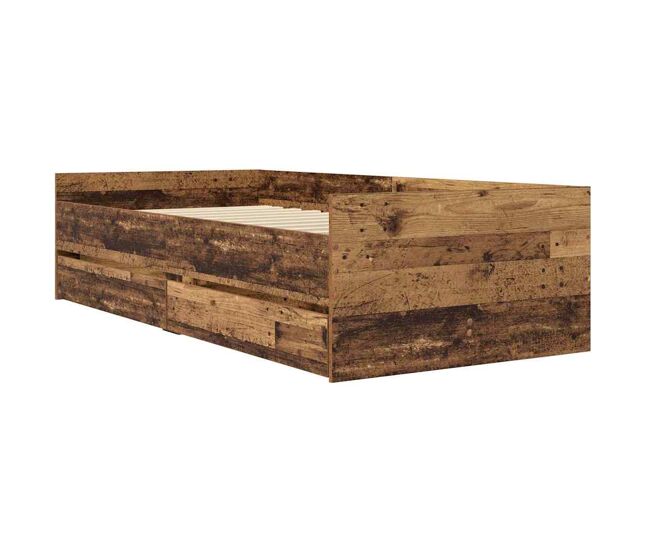 Estrutura de cama de solteiro para adultos com gaveta madeira antiga 90 x 190 cm
