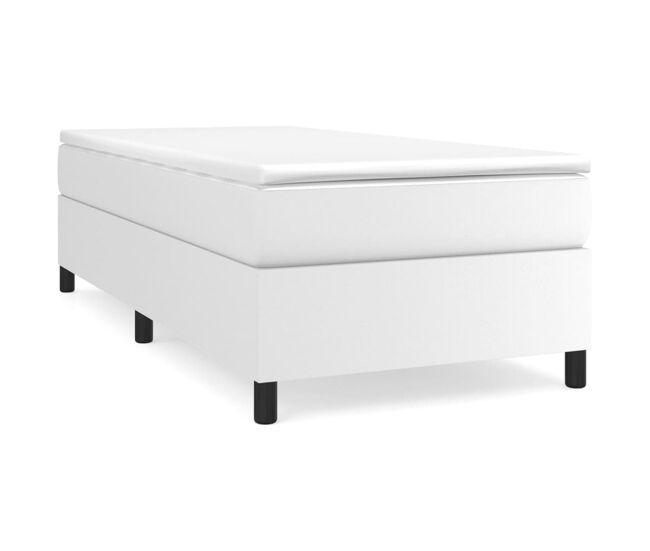 Estrutura de cama de solteiro para adultos com molas 100x200 cm couro artificial branco
