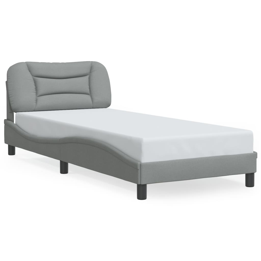 Estrutura de cama de solteiro para adultos com led 90x190 cm tecido